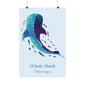 Whaleshark Wall Art, Ocean Wildlife Art Print, Underwater Animal Illustration, Nautical Home Decor, Marine Life Wall Art