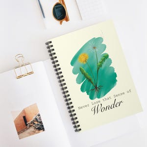 Watercolor Dandelion Spiral Notebook - Ruled Line, Curiosity and Wonder Journal, Inspirational Quote Diary