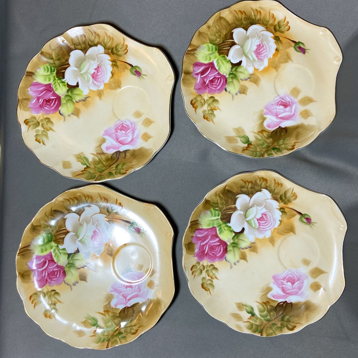 Vintage Lefton China Snack Plate & Cup Hand Painted Etsy