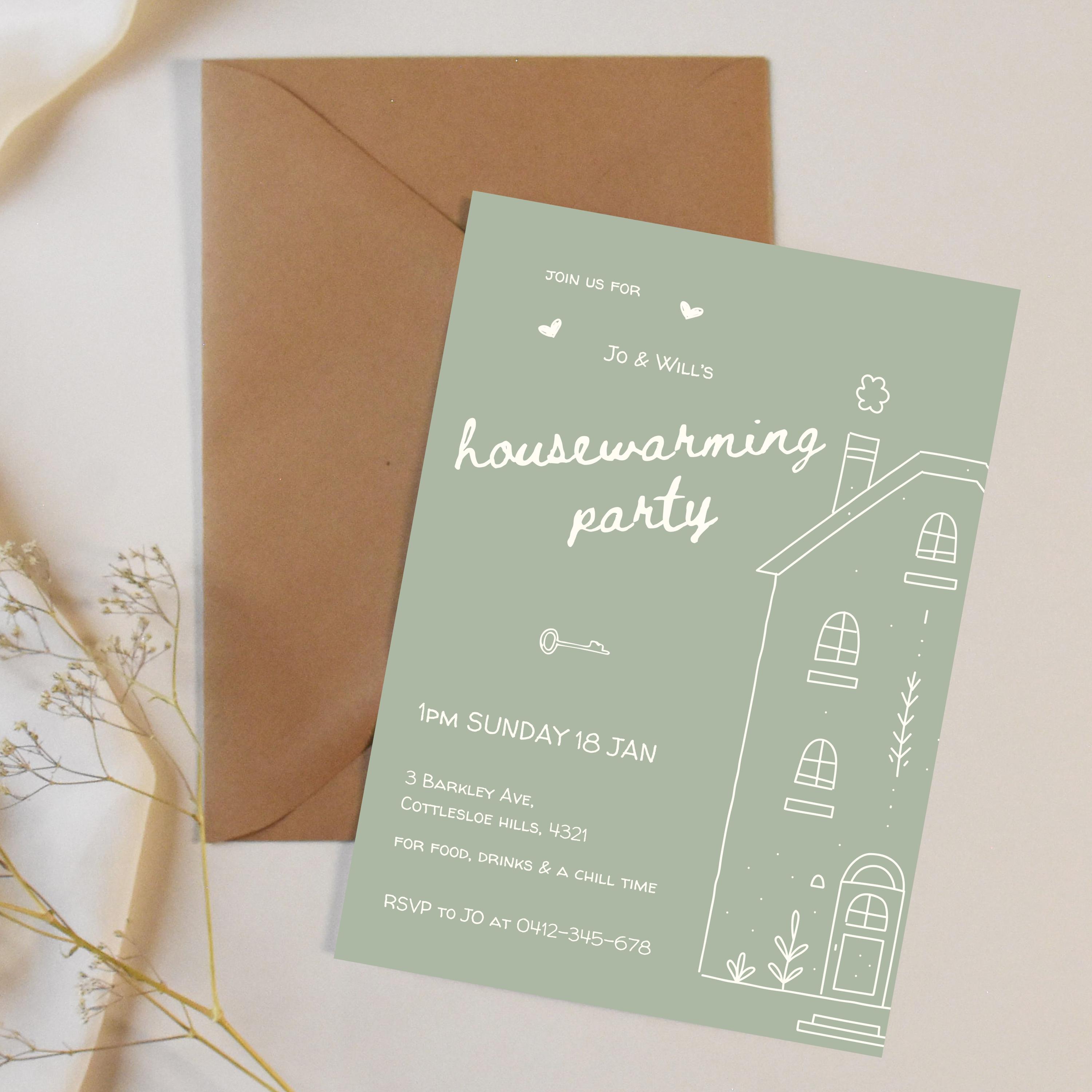 Editable Housewarming Invitation Digital Template Whimsical Hand Drawn ...