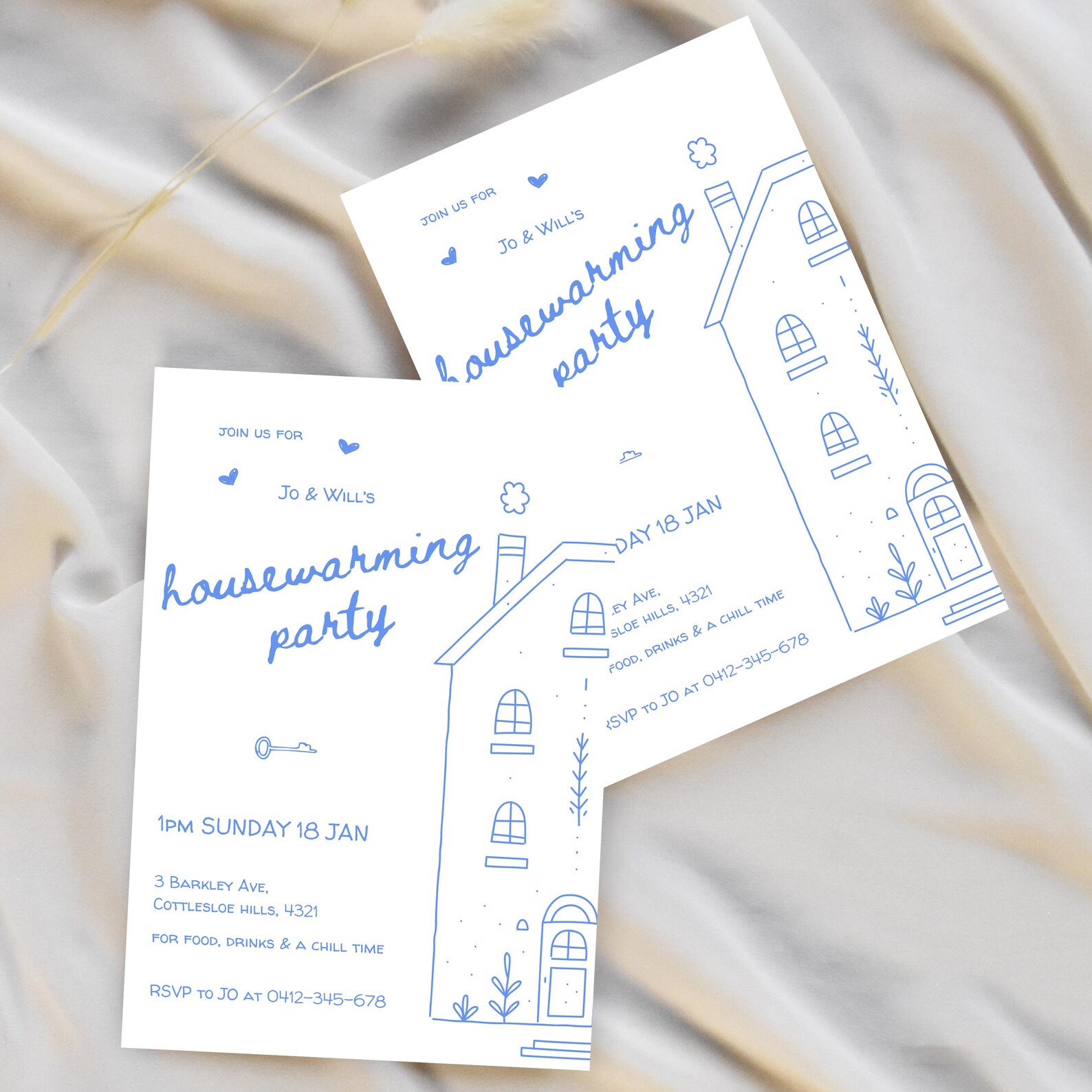 Editable Housewarming Invitation Digital Template Whimsical Hand Drawn ...