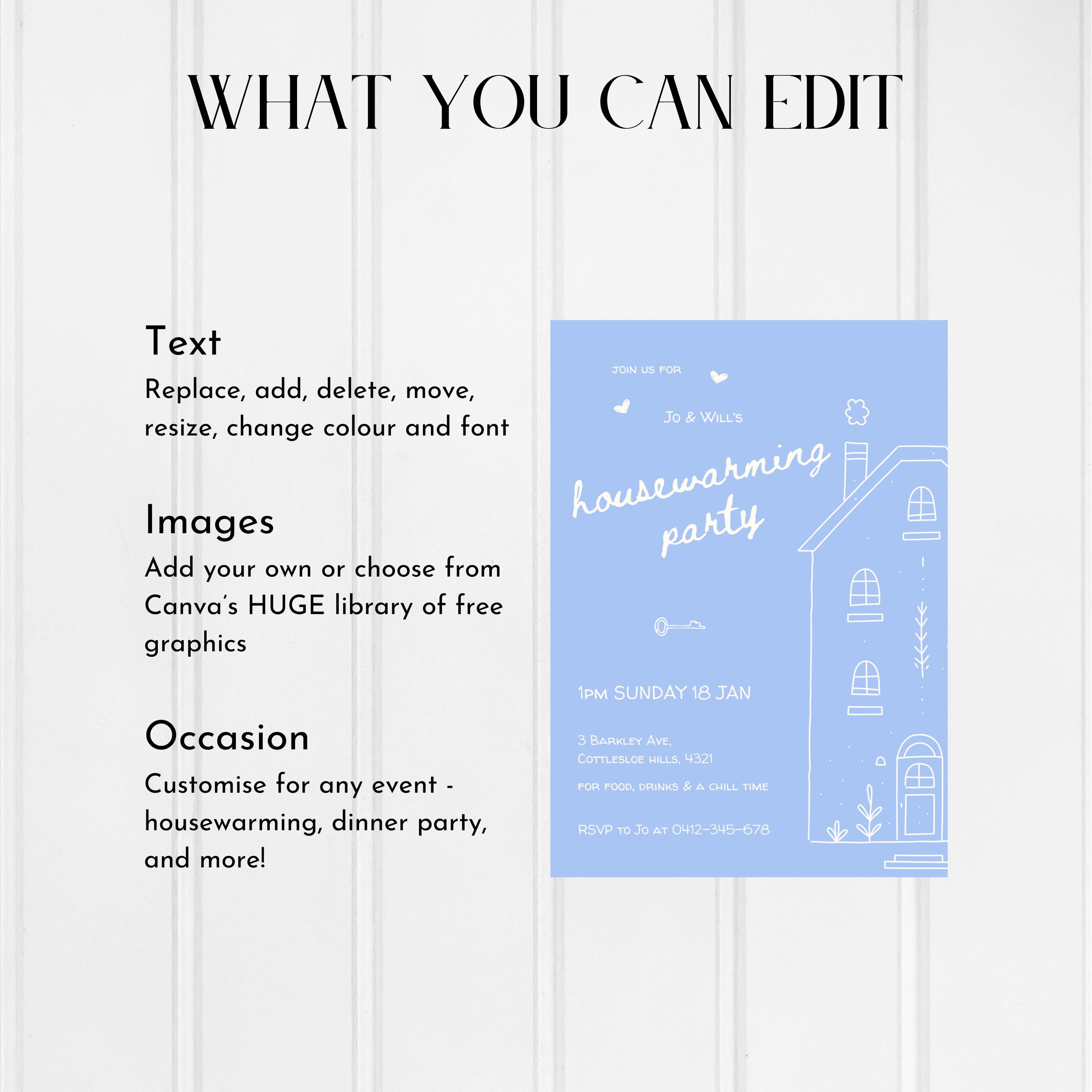 Editable Housewarming Invitation Digital Template Whimsical Hand Drawn ...