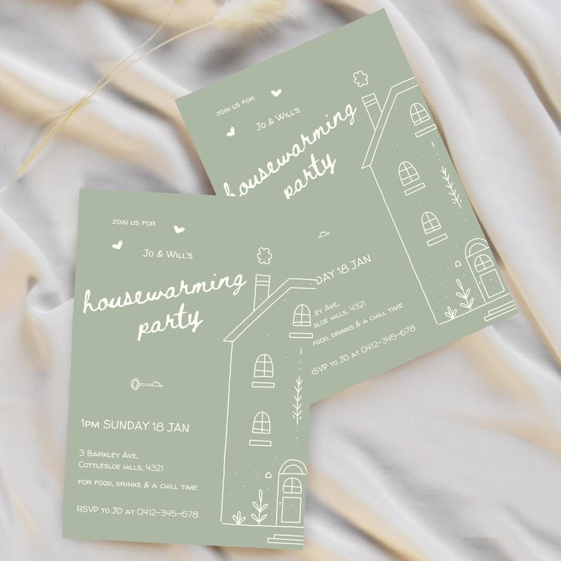 Editable Housewarming Invitation Digital Template Whimsical Hand Drawn ...