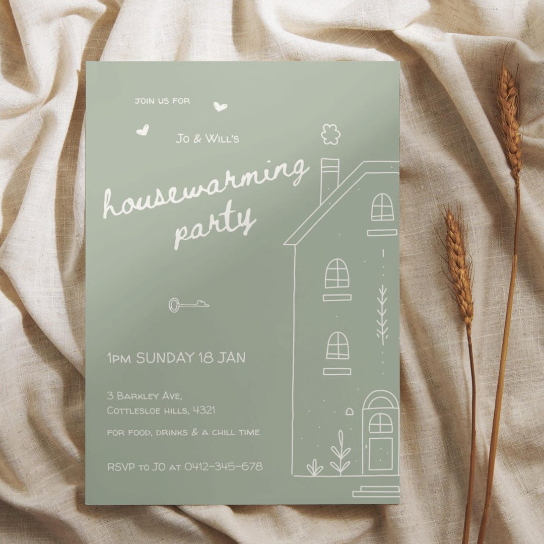 Editable Housewarming Invitation Digital Template Whimsical Hand Drawn ...