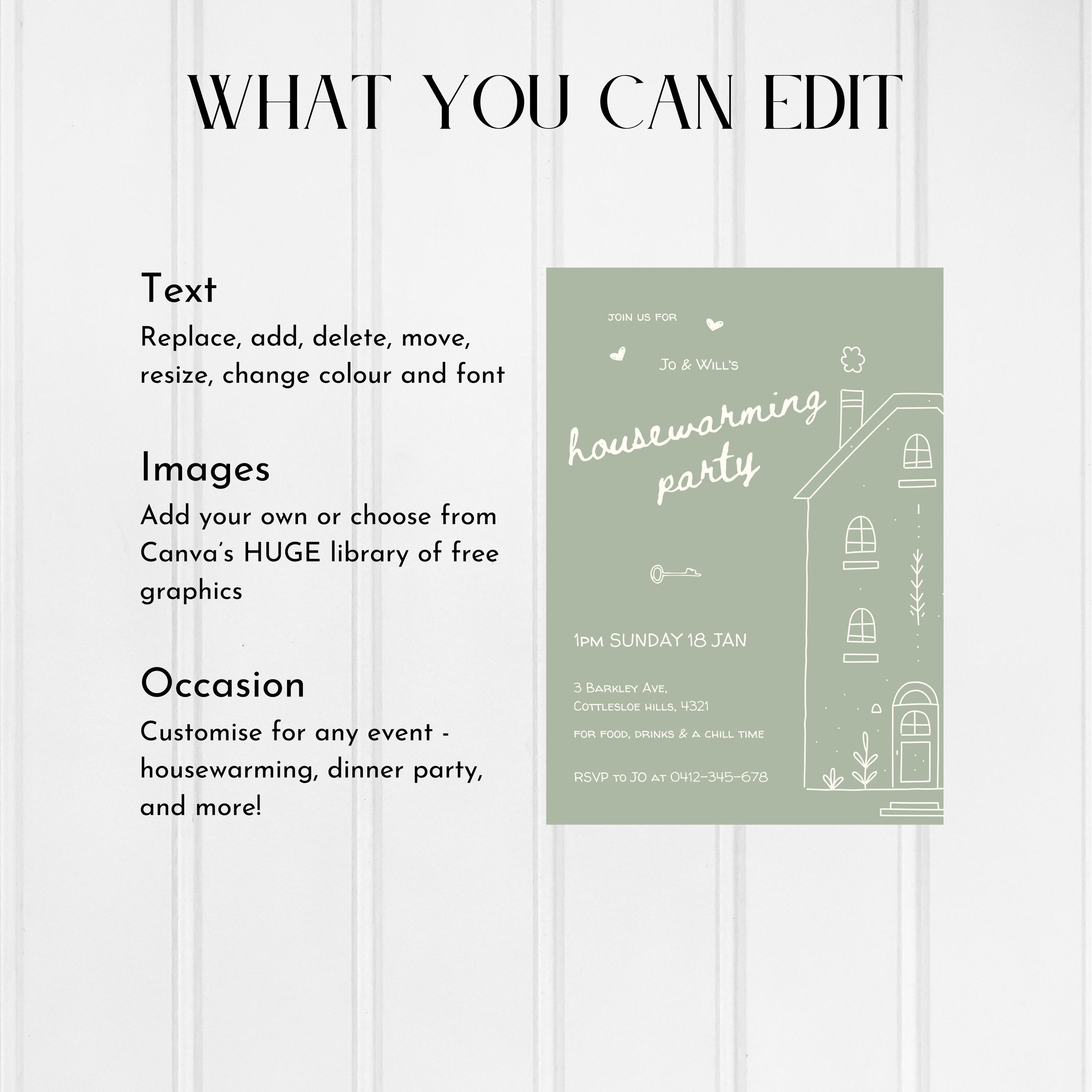 Editable Housewarming Invitation Digital Template Whimsical Hand Drawn ...