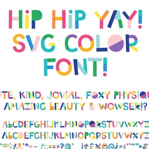 MTF Hip Hip Yay SVG-kleurenlettertype open - Miss Tiina Fonts