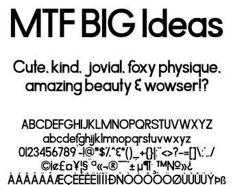 MTF Big Ideas - Miss Tiina Fonts - Open Type .OTF + True Type .TTF - limited commercial use ok
