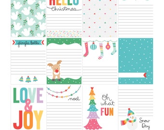 Colorful Christmas Journal Cards - 3x4 project life inspired all bout me printable journaling note cards - digital download - CU OK