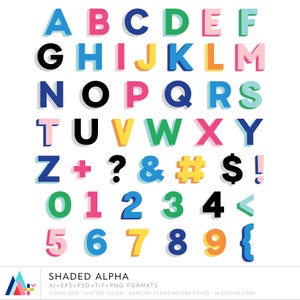 Shaded Alpha Digital Clipart Clip Art Ilustrações - download instantâneo - uso comercial limitado ok