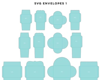 Envelopes 1 SVG Digital Die Cutting files with liners + cards - templates card making crafts wedding birthday invitations printables