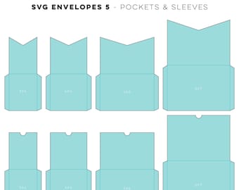 Envelopes 5 Pockets + Sleeves SVG Digital Die Cutting files with liners + cards - templates wedding birthday invitations printables