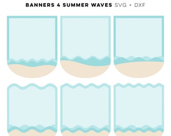 Banners 4 - 18 Sand and Summer Waves in the Water SVG DXF Digital Die Cut Templates for cutting machines card making scrapbooking birthdays