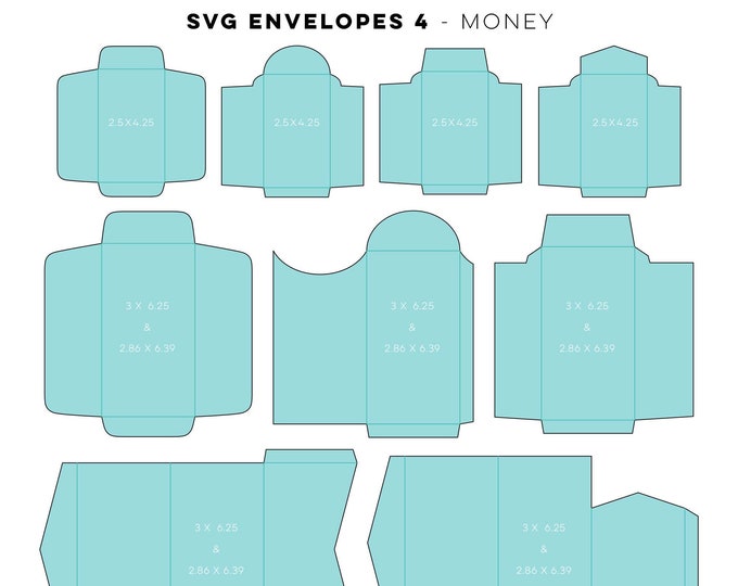 Envelopes 4 Money Bill Coin Holders SVG Digital Die Cutting Files ...