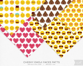 Cheeky Emoji Faces Digital Papers - 5 patterns for scrapbooking, cards, invitations, printables and more - CU OK