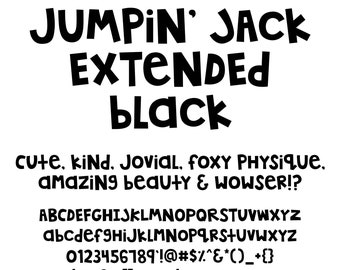 MTF Jumpin' Jack Extended Font Black Open Type + True Type - Miss Tiina Fonts - great for cutting machines, card making, scrapbooking