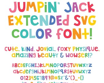 MTF Jumpin' Jack Extended SVG Color Font Open Type - Miss Tiina Fonts