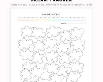 Dream Tracker - Minimal Pastel Rainbow + Black & White Digital PDF Printables | CU Templates for Personal and Commercial Use
