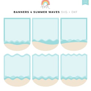 Banners 4 - 18 Sand and Summer Waves in the Water SVG DXF Digital Die Cut Templates for cutting machines card making scrapbooking birthdays