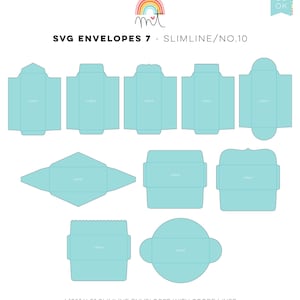 Enveloppen 7 Slimline SVG Digital Die Cutting bestanden met liners + kaarten - sjablonen kaart het maken van bruiloft verjaardag uitnodigingen printables