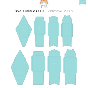 Envelopes 6 Vertical Card SVG Digital Die Cutting files with liners + cards - templates card making wedding birthday invitations printables