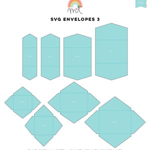 Sobres 3 archivos de troquelado digital SVG con revestimientos + tarjetas - plantillas de fabricación de tarjetas artesanías invitaciones de cumpleaños de boda imprimibles
