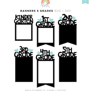 Bannières 5 - Grades School Graduation Photo Templates 204 SVG DXF + ai eps png digital cutting dies birthday party bunting pennant printables