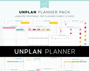 UNplan Undated Planner Printables - PDF pages in 5 sizes - daily/weekly dockets and more - digital planner, calendars, any year month