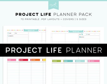 Project Life Planner Page Printables PDF - 5 sizes - 70 layouts A-Z + Big Shot + Squared Away