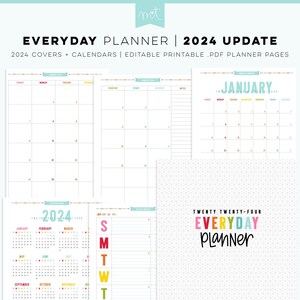 2024 Everyday Planner UPDATE EDITABLE Letter Size Free Font Digital PDF Pages Printables Organizers Inserts image 1