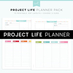 PDF para impressão da página do planejador de vida do projeto - 5 tamanhos - 70 layouts A-Z + Big Shot + Squared Away