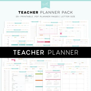 Teacher Planner DIGITAL PDF Printable Pages student info, goals, lesson plans, reading, grades, classroom, homeschooling FREE Font image 1