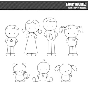 Rabiscos de família Selos digitais Clipart Ilustrações de clipart - download instantâneo - uso comercial limitado ok