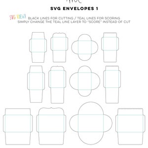 Envelopes 1 SVG Digital Die Cutting files with liners cards templates card making crafts wedding birthday invitations printables image 2