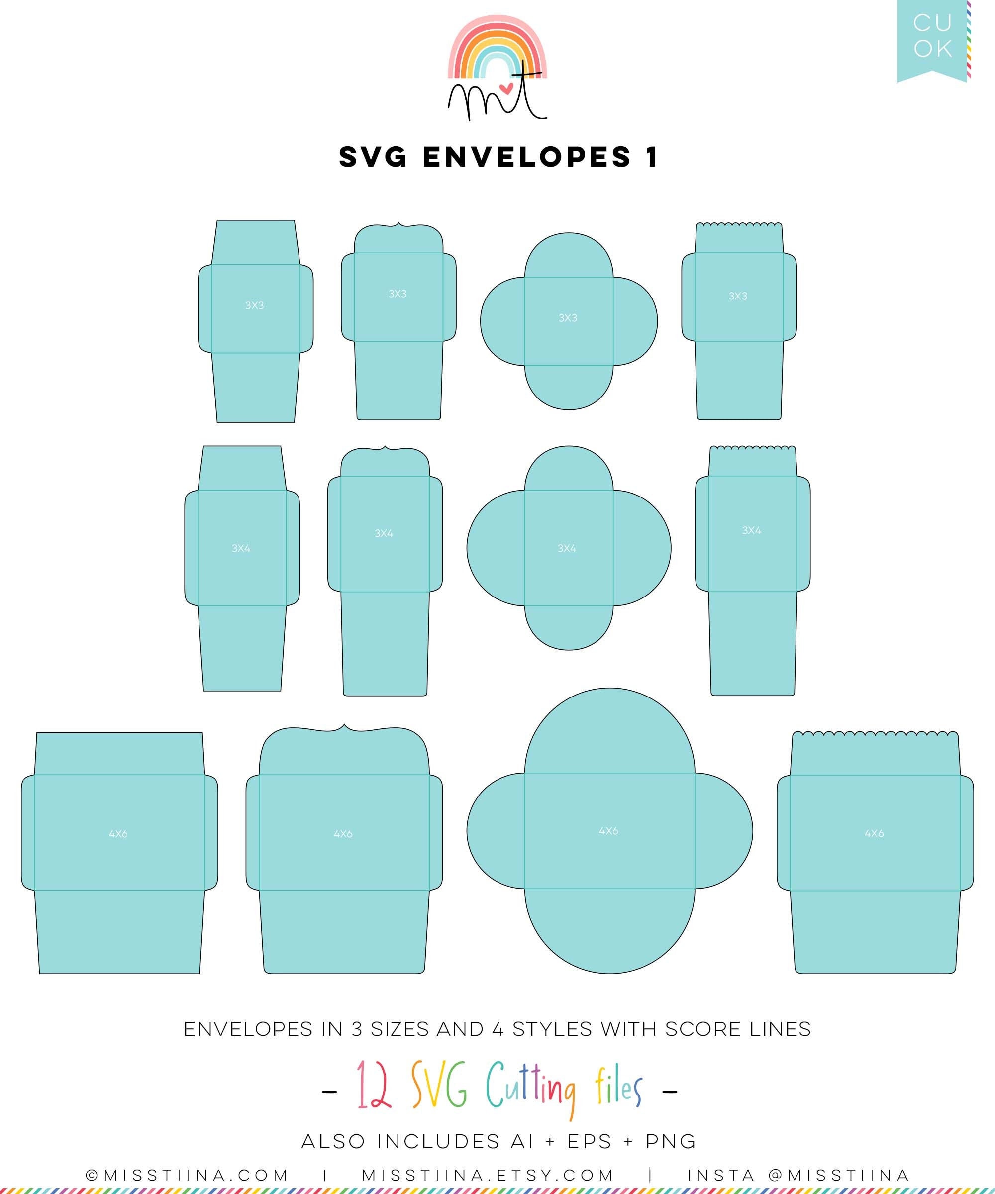 Envelopes 1 SVG Digital Die Cutting Files With Liners Cards - Etsy