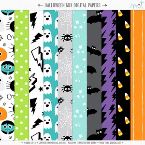 Halloween Mix Digital Papers - 10 padrões para scrapbooking, cartões, convites, imprimíveis e muito mais - download instantâneo - CU OK