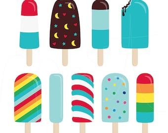 Hip Hip Yay Popsicles 2 Digital Clipart Clip Art Illustrations - instant download - limited commercial use ok