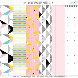 Papéis digitais Cool Bananas Patts 1 - 6 padrões para scrapbooking, cartões, convites, imprimíveis e muito mais - download instantâneo - CU OK