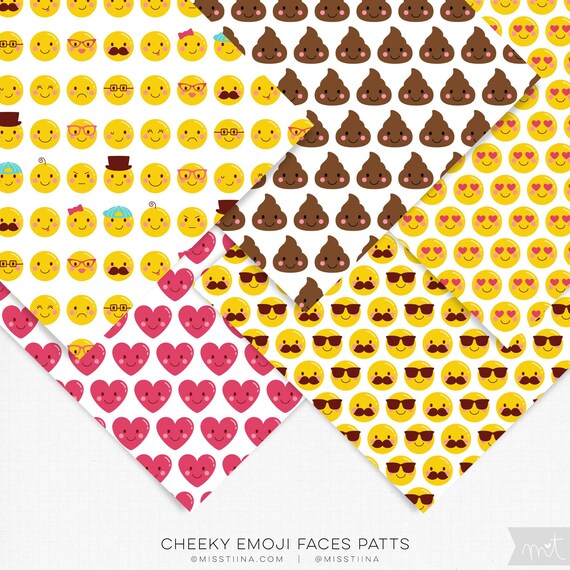 Cheeky Emoji Faces Digital Papers 5 patterns for | Etsy