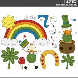 Lucky No2 Digital Clipart Clip Art Illustrations - instant download - limited commercial use ok