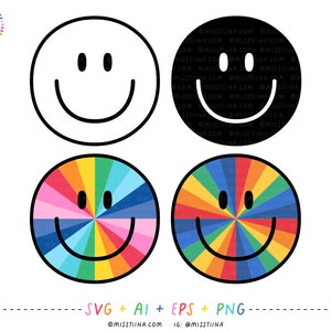 Smiley Guy Rainbow SVG Digital Cut Files + Vectors and Clipart Printables