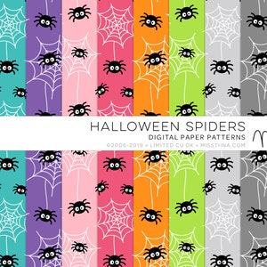 Halloween Spiders Digital Papers - patterns for scrapbooking, cards, invitations, printables and more - CU OK