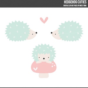 Hedgehog Cuties Digital Clipart Clip Art Ilustrações - download instantâneo - uso comercial limitado ok