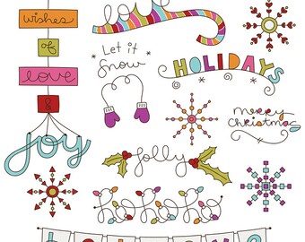 Christmas Wish No1 Digital Clipart Clip Art Illustrations - instant download - limited commercial use ok