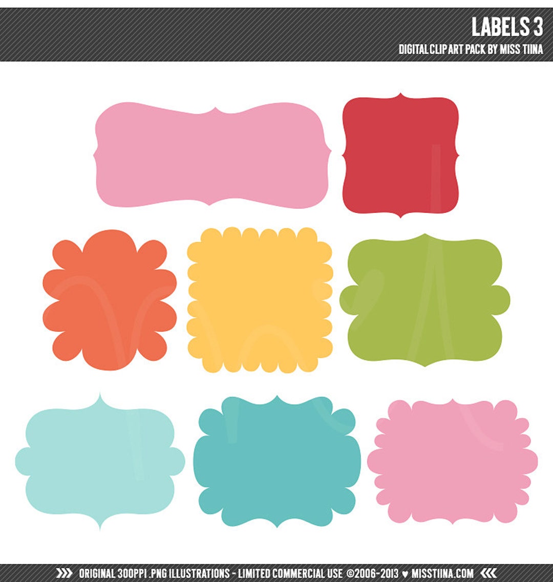 Labels 3 Digital Clipart Clip Art Illustrations - Instant Download ...