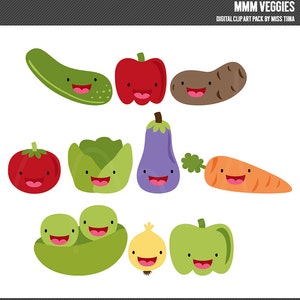 Mmm Veggies Digitale Clipart Clip Art Illustrationen - Instant Download - limitierte kommerzielle Nutzung ok