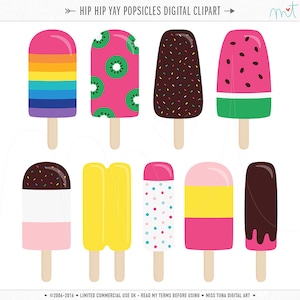 Hip Hip Yay Eis am Stiel Digital Clipart ClipArt Illustrationen - instant-Download - begrenzte kommerzielle Nutzung in Ordnung