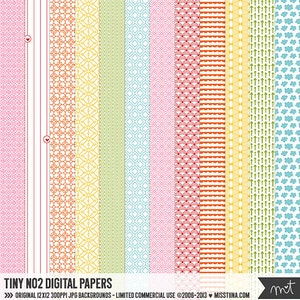 Tiny No2 Digital Papers - 12 patterns for scrapbooking, cards, invitations, printables and more - instant download - CU OK