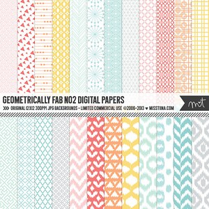 Papéis digitais Geometricamente Fab No2 Rainbow - 24 padrões para scrapbooking, cartões, convites, imprimíveis e planejadores - CU OK