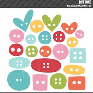 Rainbow Buttons Digital Clipart Clip Art Ilustrações - download instantâneo - uso comercial limitado ok