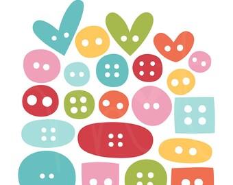 Rainbow Buttons Digital Clipart Clip Art Illustrations - instant download - limited commercial use ok